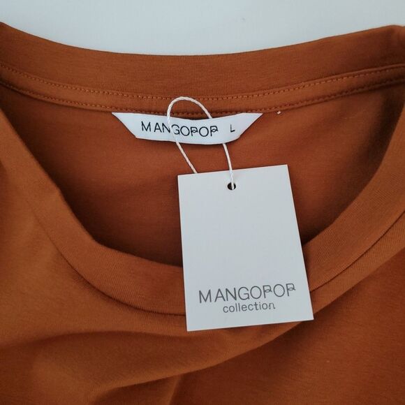 Mango Pop Brown Short Sleeve Crewneck Tee Shirt Bodysuit Womens Large - Picture 5 of 6